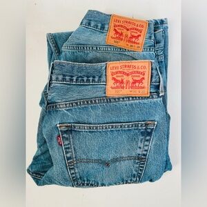 2 Pair Levi Strauss Mens Denim Blue Jeans 505 Size 36x29 Classic Straight Leg